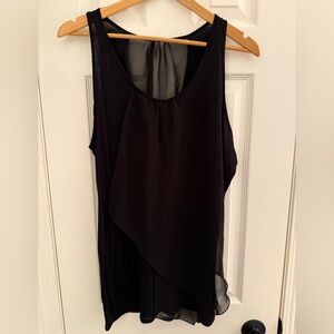 Black Sleeveless Top with Button Detail